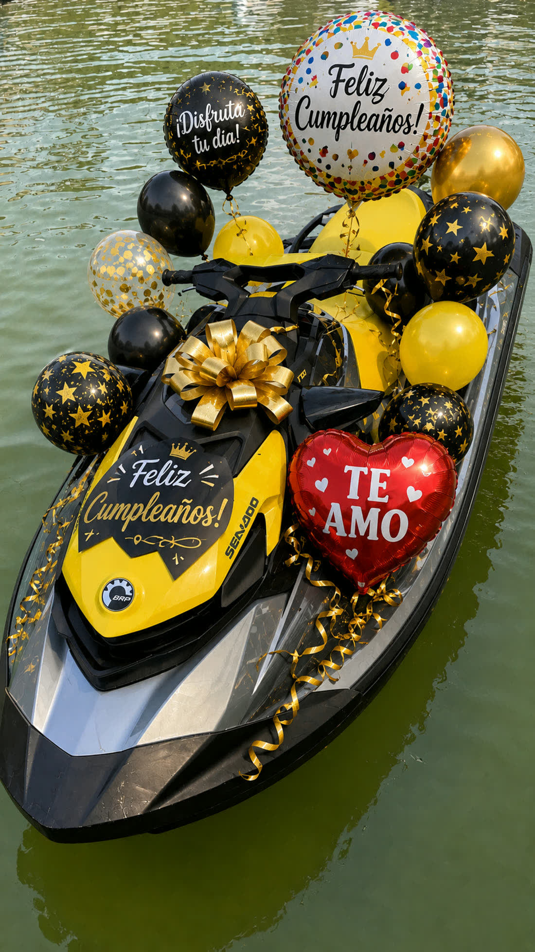 Jet ski decorado para cumpleaños en Aquarush Guatapé